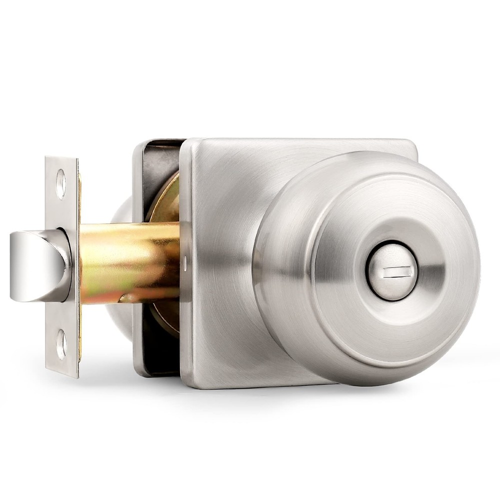 Probrico Brushed Nickel Square Door Knobs, Privacy Knob