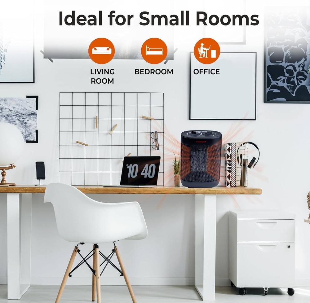 Versatile Ceramic Space Heater with Tip-Over Protection - Adjustable & Portable