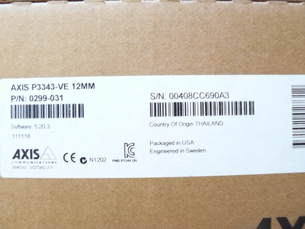 AXIS P3343-VE 12mm 0299-031 FIXED DOME NETWORK CAMERA NEW