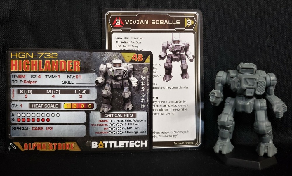Battletech Highlander Mech, Pilot Cards Alpha Strike Comstar Command II Catalyst