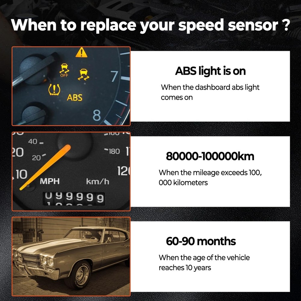 Rear ABS Wheel Speed Sensor Left & Right Compatible with 2007-2013 Chevy Silv...