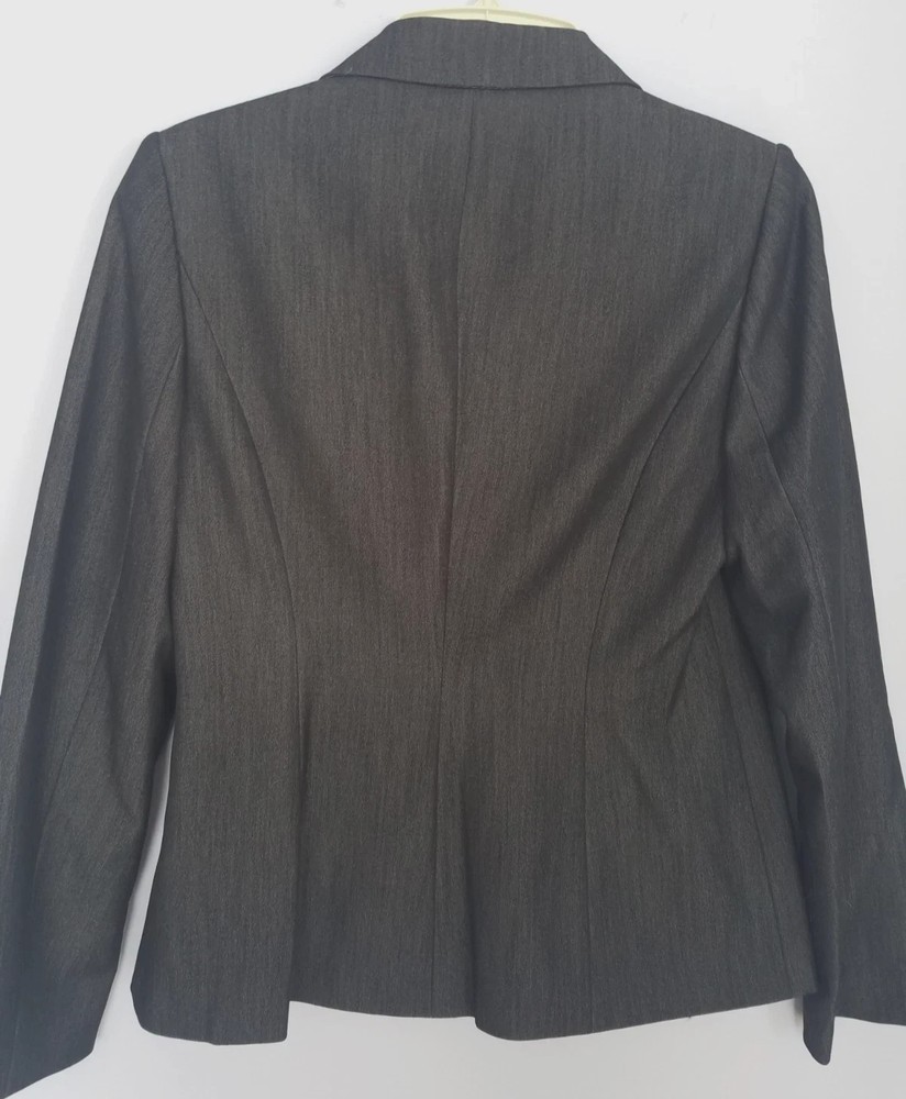 Calvin Klein Stretch Lined Snap Front Long Sleeve Grey Blazer Work Jacket Size 8