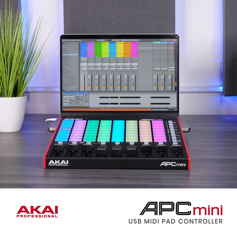 APC Mini MK2 USB MIDI Controller: 64 RGB Pads, Ableton Live Lite, Drum & Note...