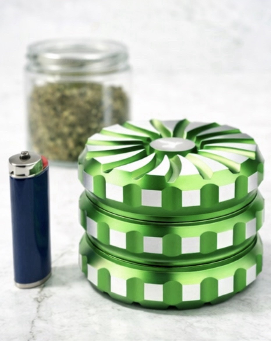 4pc Aluminum Spice Tobacco Herb Grinder 2.5” Magnetic Top Mesh Screen Crusher