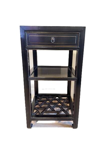 Vintage Side Side Table With Shelf And Cabinet