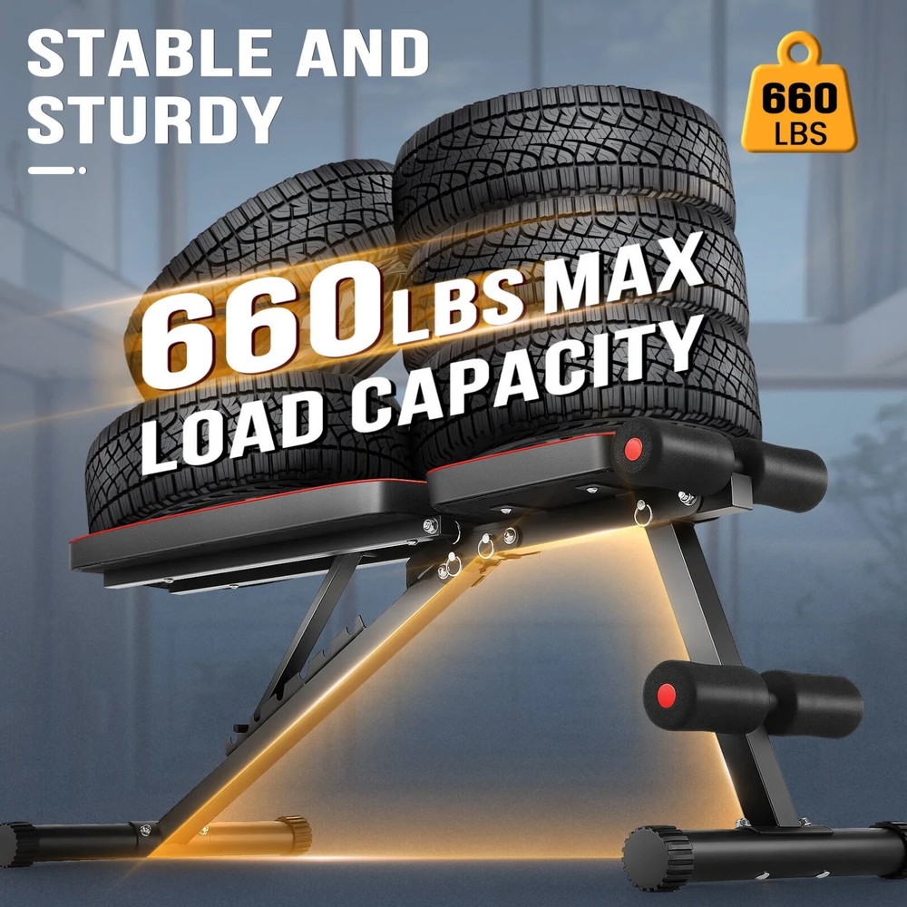 660LBS Folding Weight Bench Adjustable Workout Bench Exercise Bench Gym Bench US