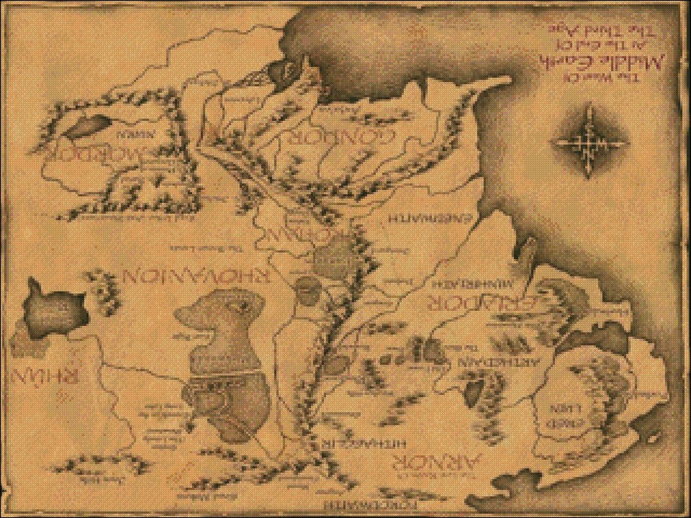 Middle Earth Map - DIY Chart Counted Cross Stitch Patterns Needlework DMC