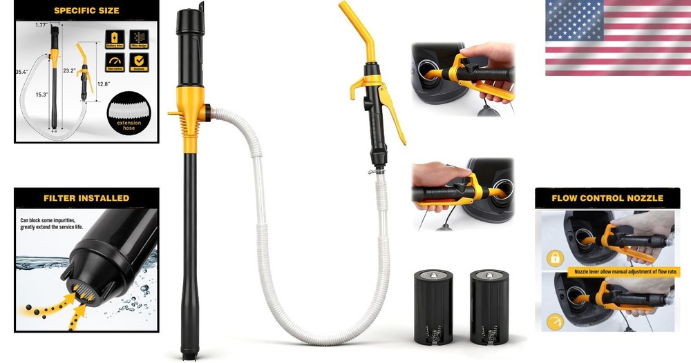 Efficient Electric Fuel & Water Transfer Pump - Adjustable Flow Battery Operated