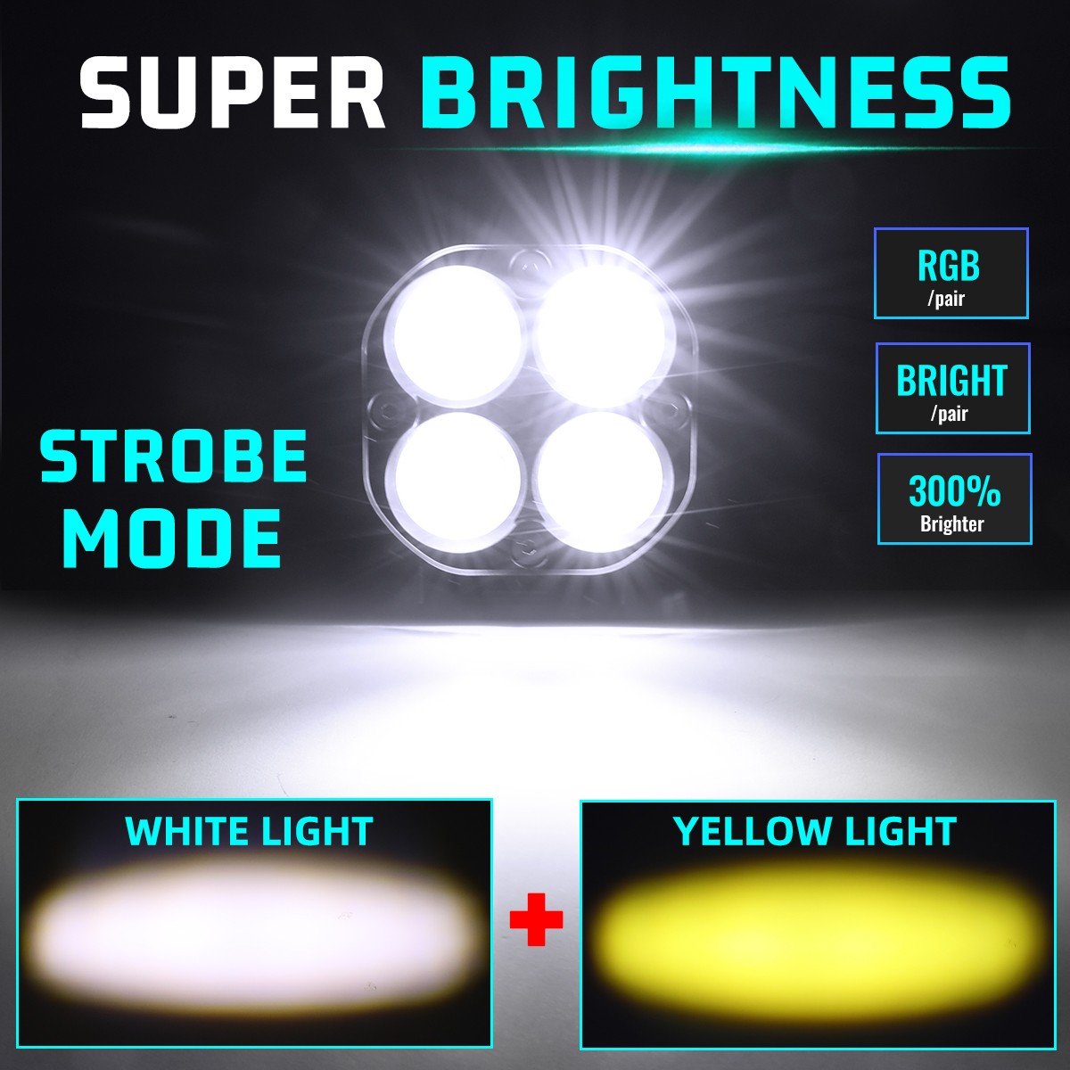 For Can-am Maverick X3 XDS XRS Roof 50" Curved LED Light Bar+RGB 4" Pods +Wire