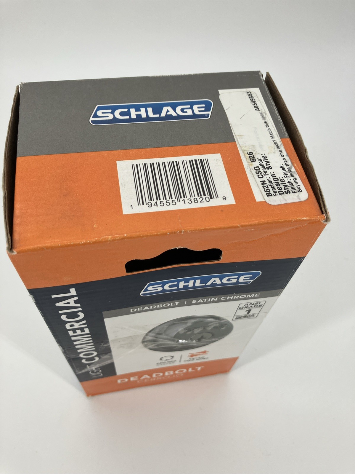 Schlage Satin Chrome Light Commercial Double Cylinder Deadbolt Keyed Both Sides
