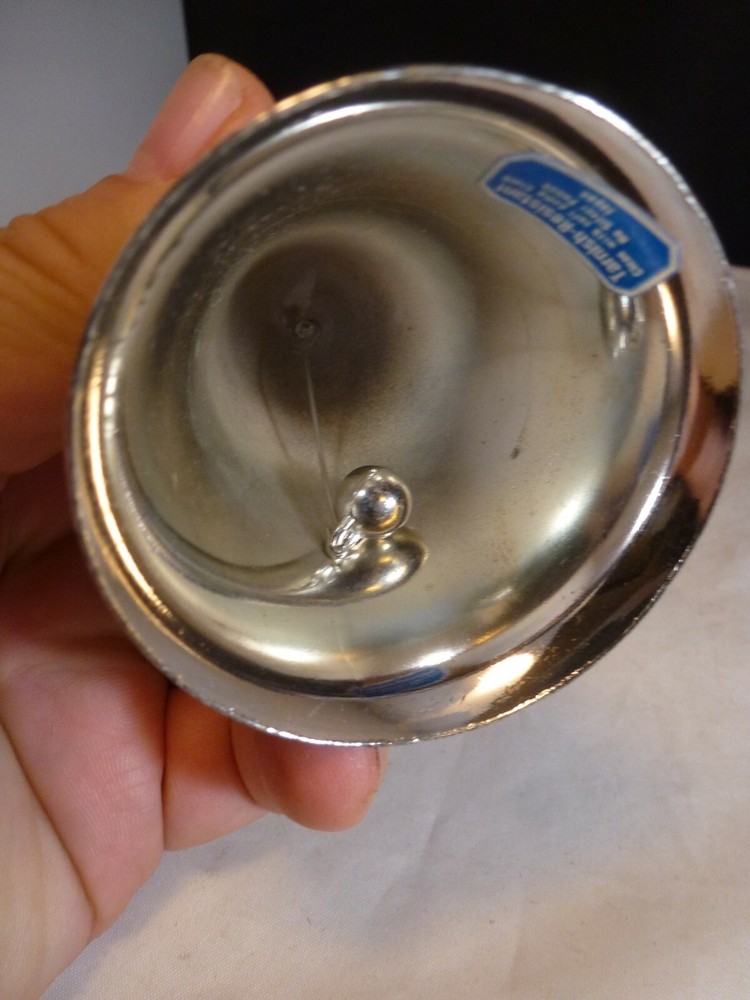 Vintage Silver-plate Wedding Bell - Figurative Lady Holding Double Ring JAPAN