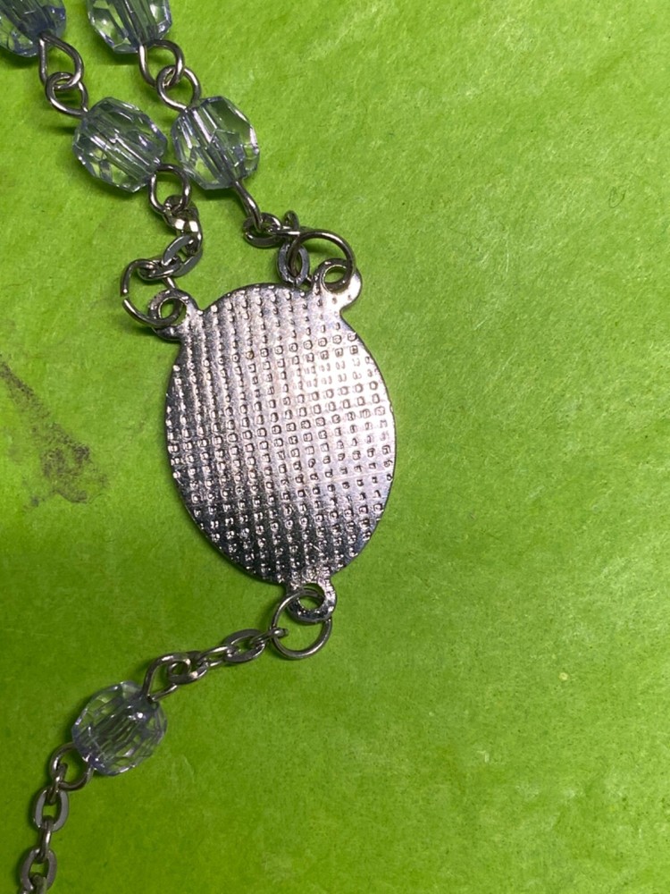 Enamel Mother Mary Rosary, Catholic, Light Lavender Beads