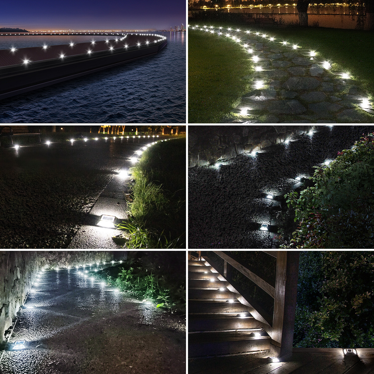 LED Solar Deck Lights Outdoor Garden Driveway Pathway Stair Step Dock Fence Lamp