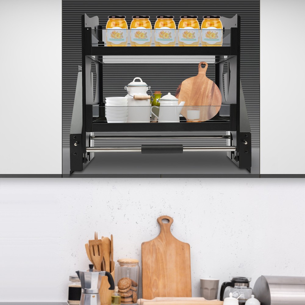 Pull Down Shelf Upper Kitchen Wall Cabinet Storage Organizer (24inch Cabinet)