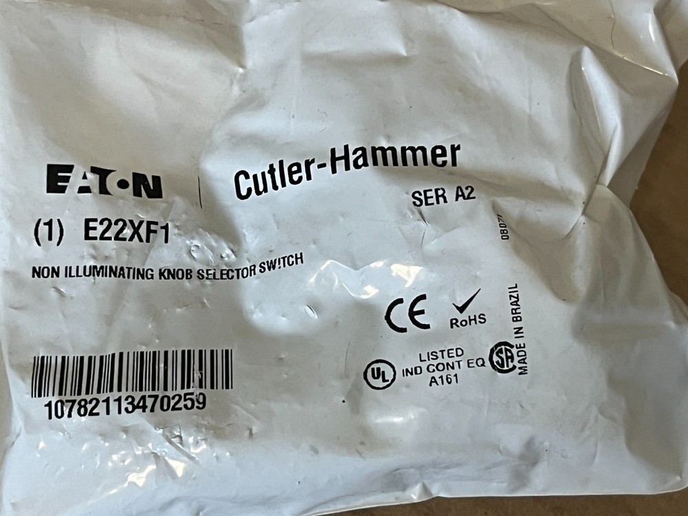 Cutler Hammer, Non Illuminating Knob Selector Switch, E22XF1