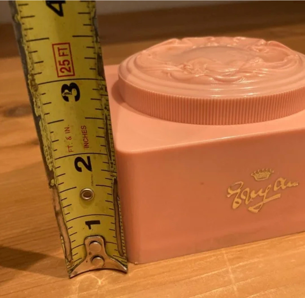 Vintage Evyan White Shoulders plastic dusting powder container