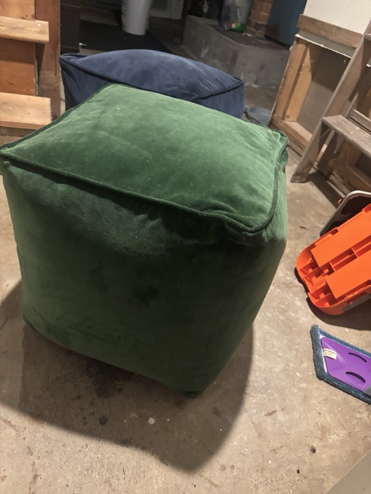 allen + roth green velvet pouf