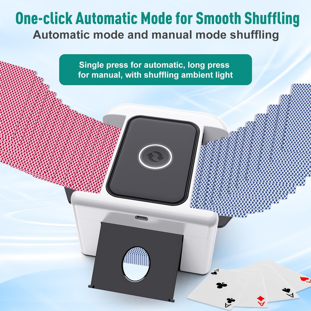 Automatic Card Shuffler 2 Deck,Dual Mode UNO Card Shuffler Machine 4 Deck wit...