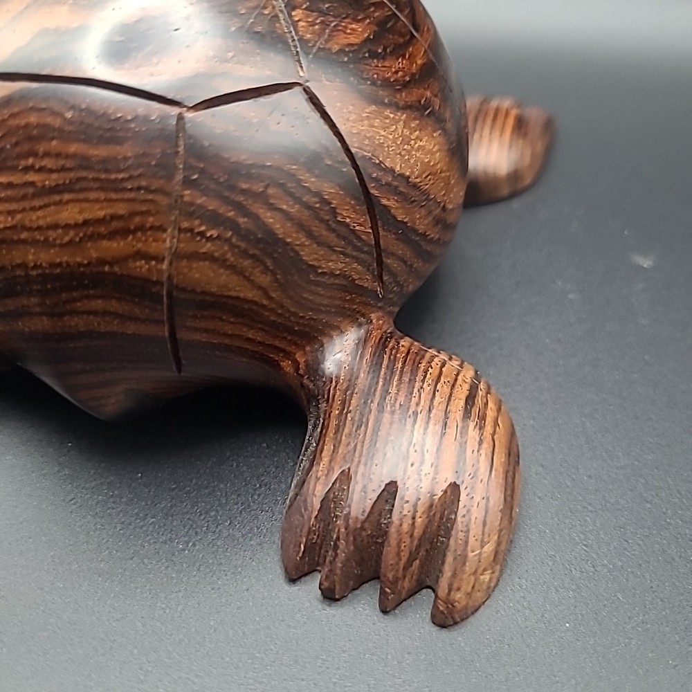 Hand Carved Dark Wood Turtle