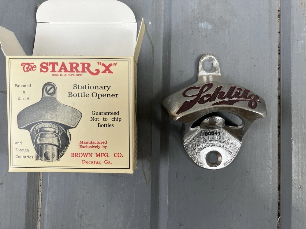 SCHLITZ STARR X WALL MOUNT BOTTLE OPENER.