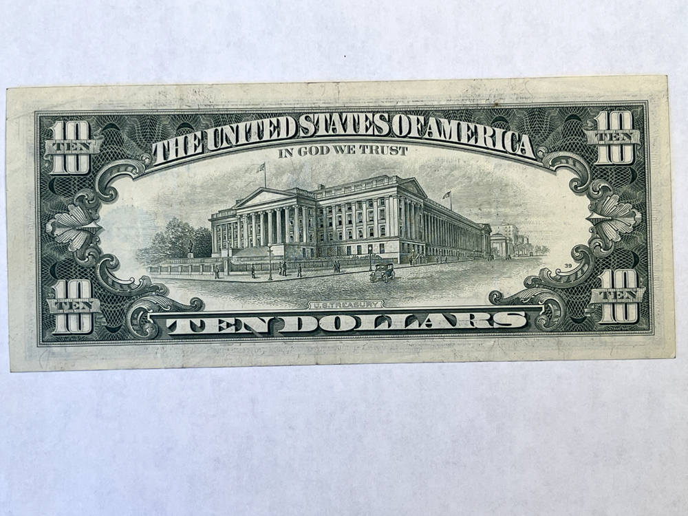 rare $10 dollar bill major side shift 1981