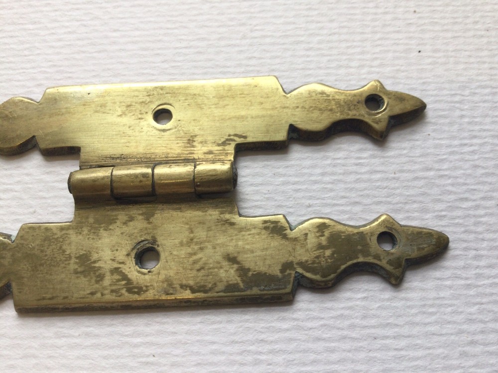 Antique Solid Brass Hinge. Salvaged Reclaimed