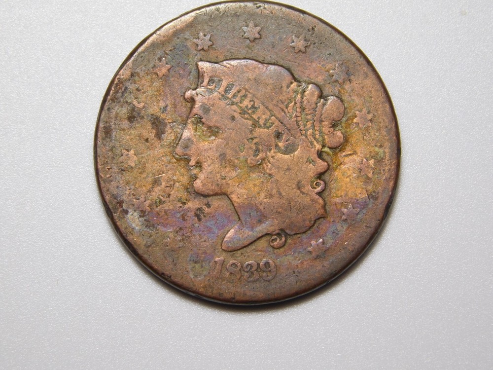 US COINS 1839 CORONET HEAD LARGE CENT