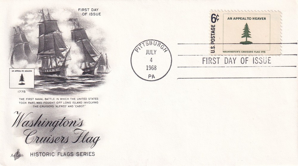 STAMP US SCOTT 1347 "Washington's Cruisers Flag" 6 CENT 1968 FDC - O