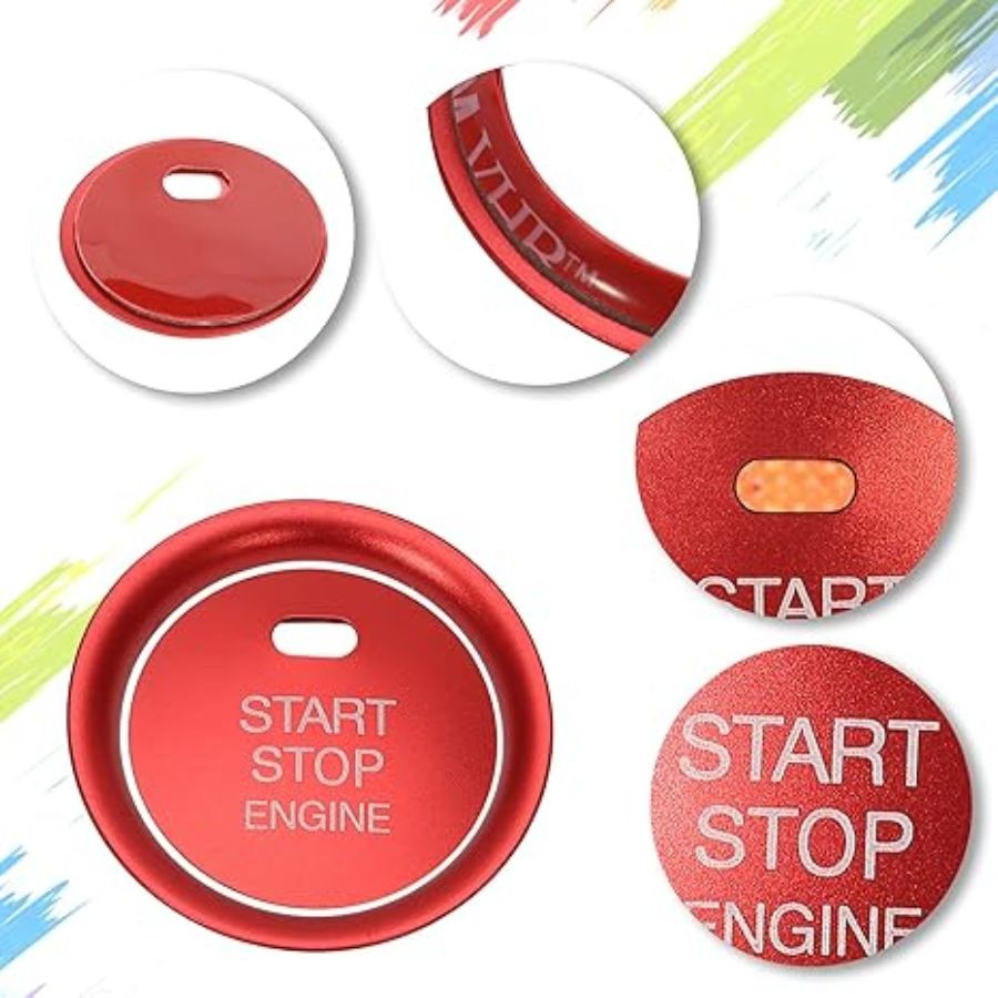 Aluminum Engine Start Stop Push Button Cover Trim Compatible with CX-3, CX-5, MX