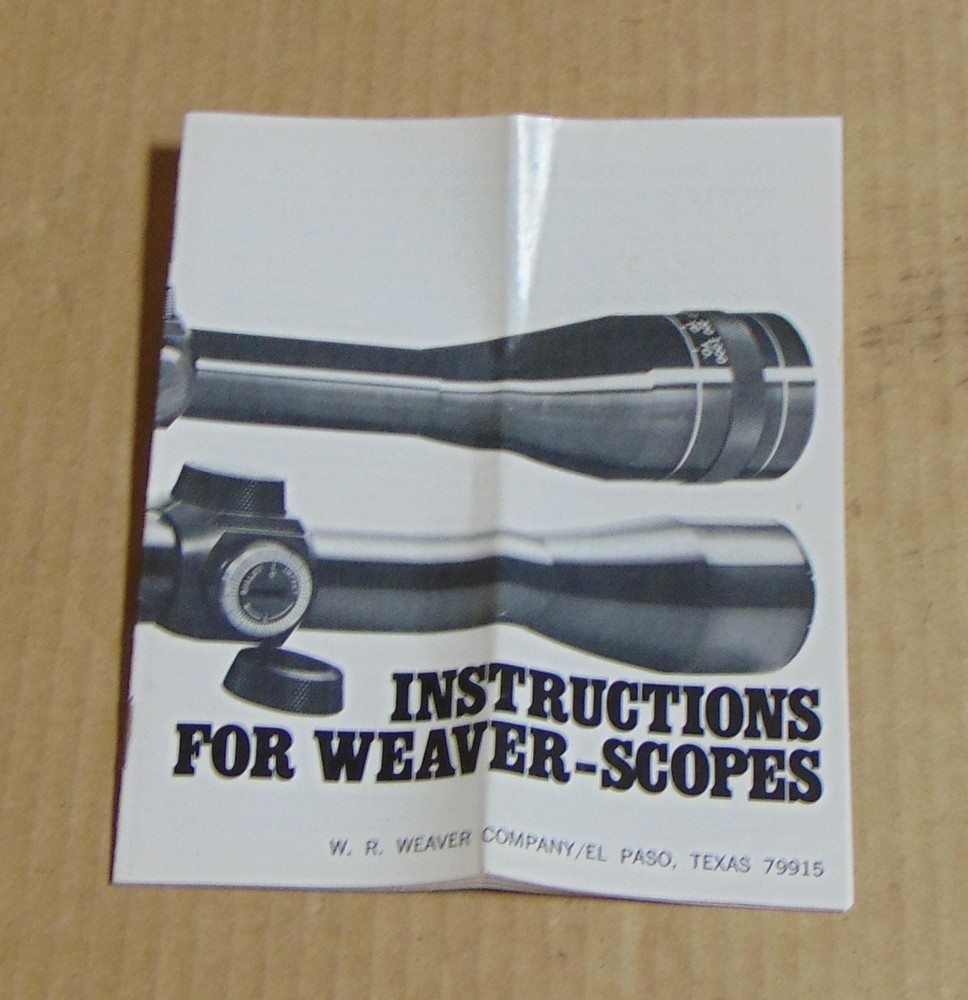 Weaver Scopes 15-Page Instruction Booklet