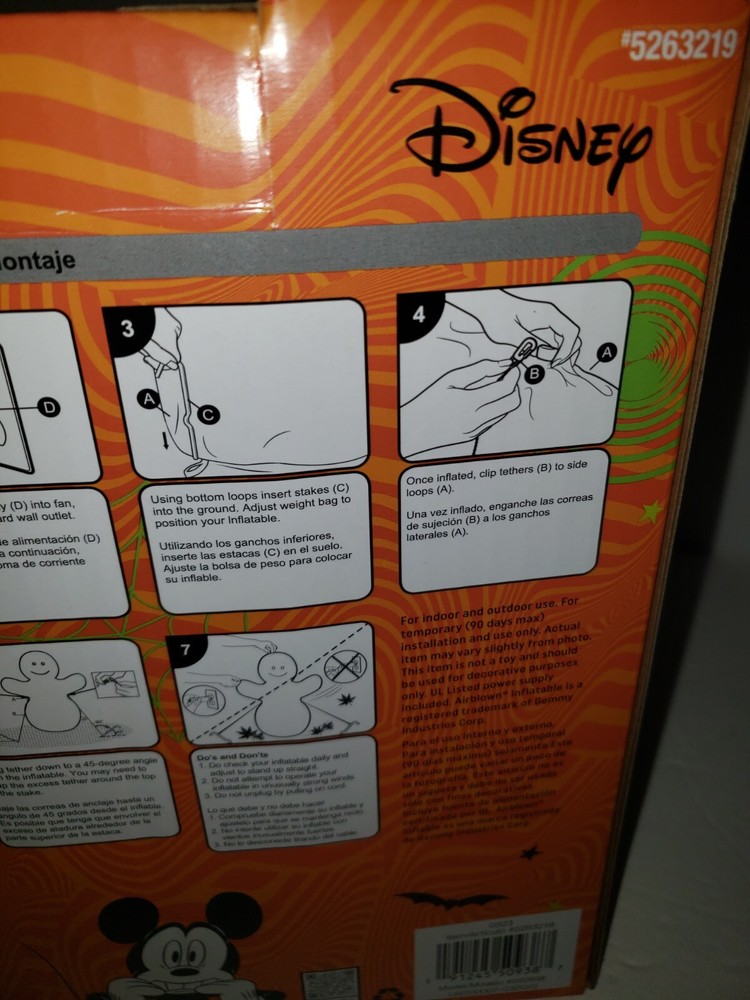 Disney Mickey Mouse Candy Corn Halloween Inflatable 6’ Light Up