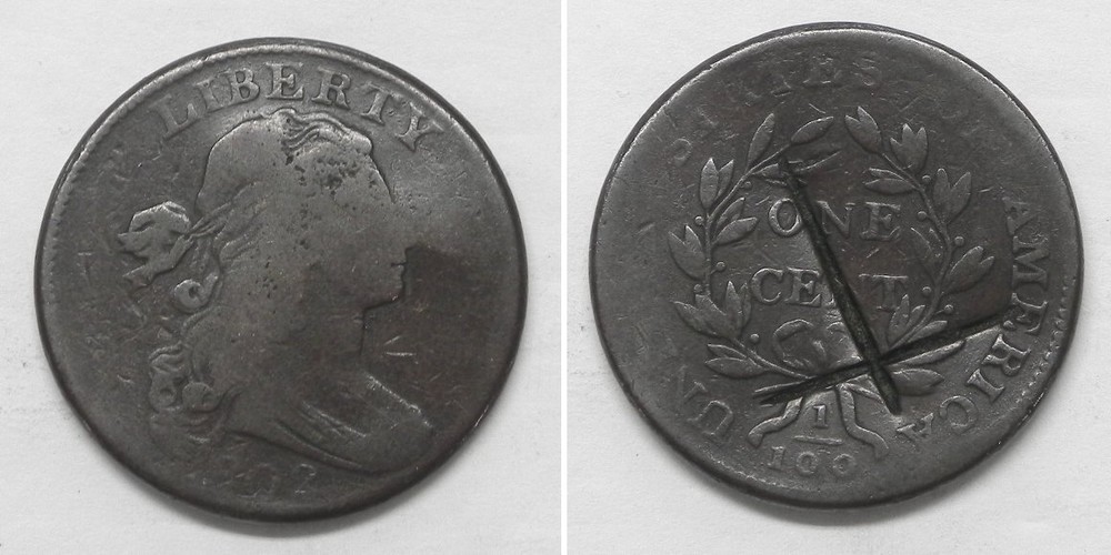 X6023  1802 Draped Bust Large Cent, Fine details, damaged