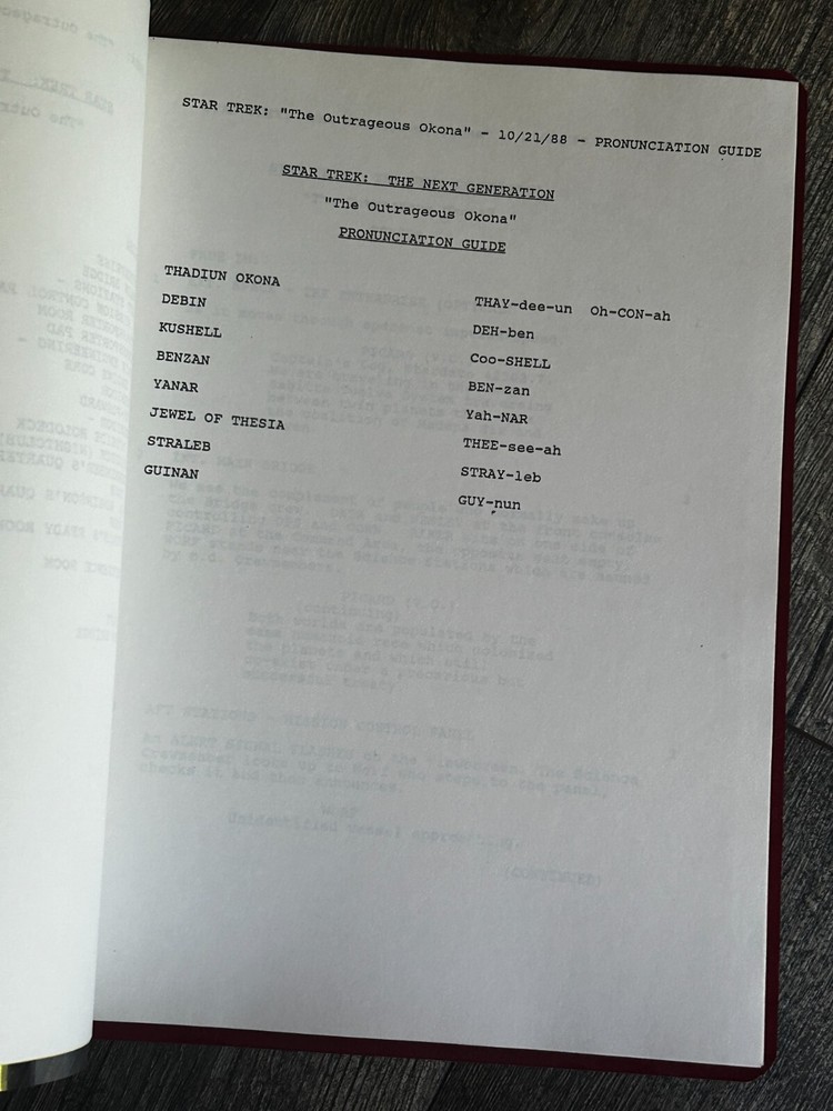 STAR TREK Script The Next Generation Outrageous Okona 4th Revision Final Draft