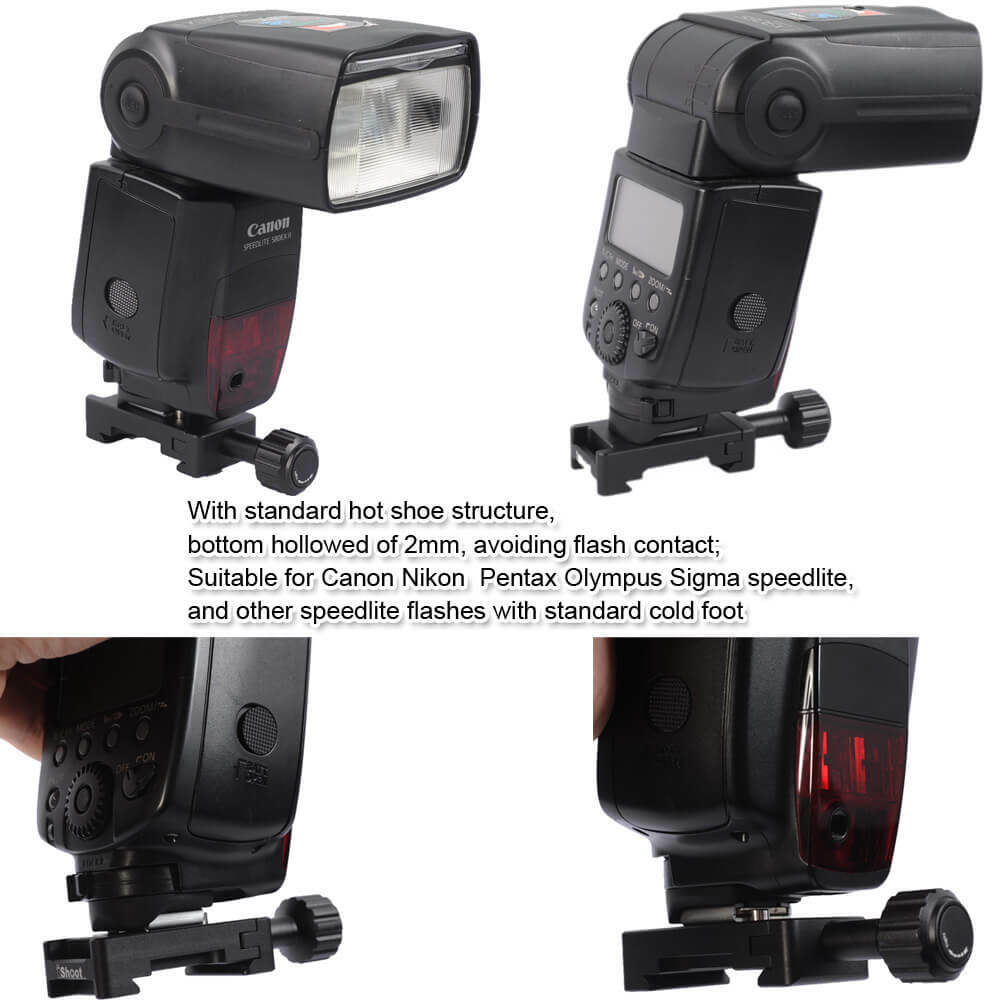 Speedlite flash bracket Hot Shoe Mount for iShoot Camera L Quick Release Pate