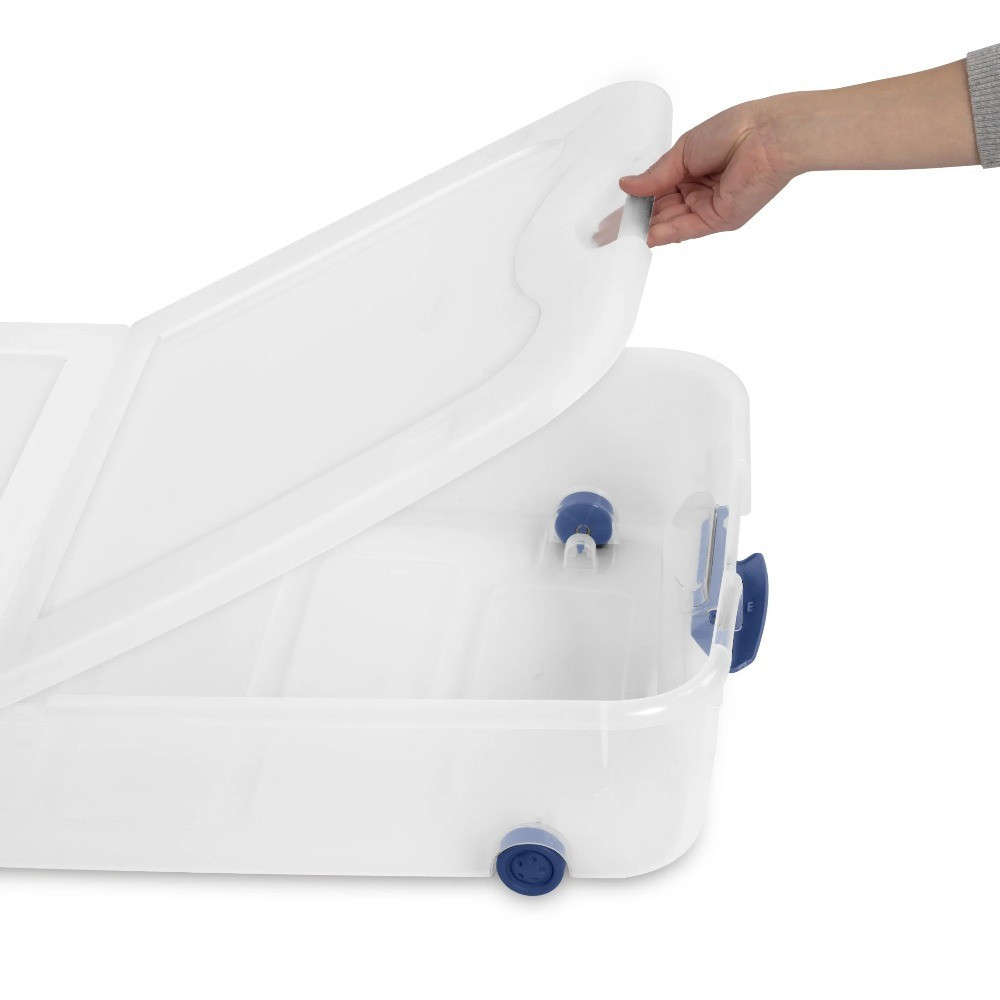 Storage Bin,66 Quart Clear Underbed Storage Container with Latch Lid and Wheels