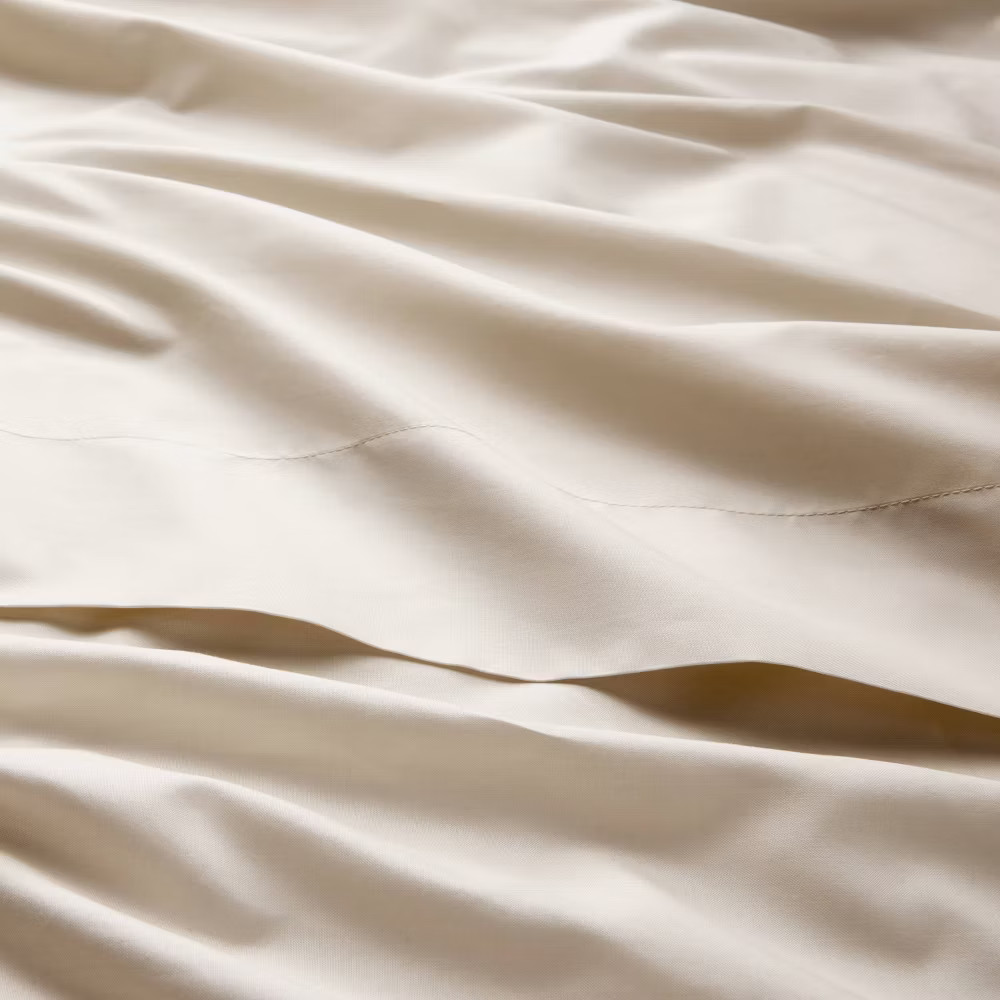 Queen 400 Thread Count Percale Sheet Set Natural - Casaluna