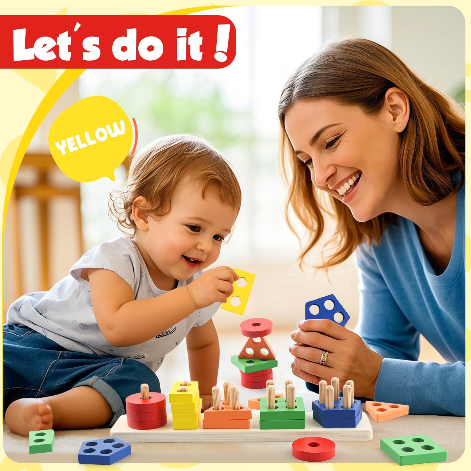 Montessori Toys for 1 2 3 Year Old Girls Boys, Wooden Sensory Toys for 1-3 Ye...