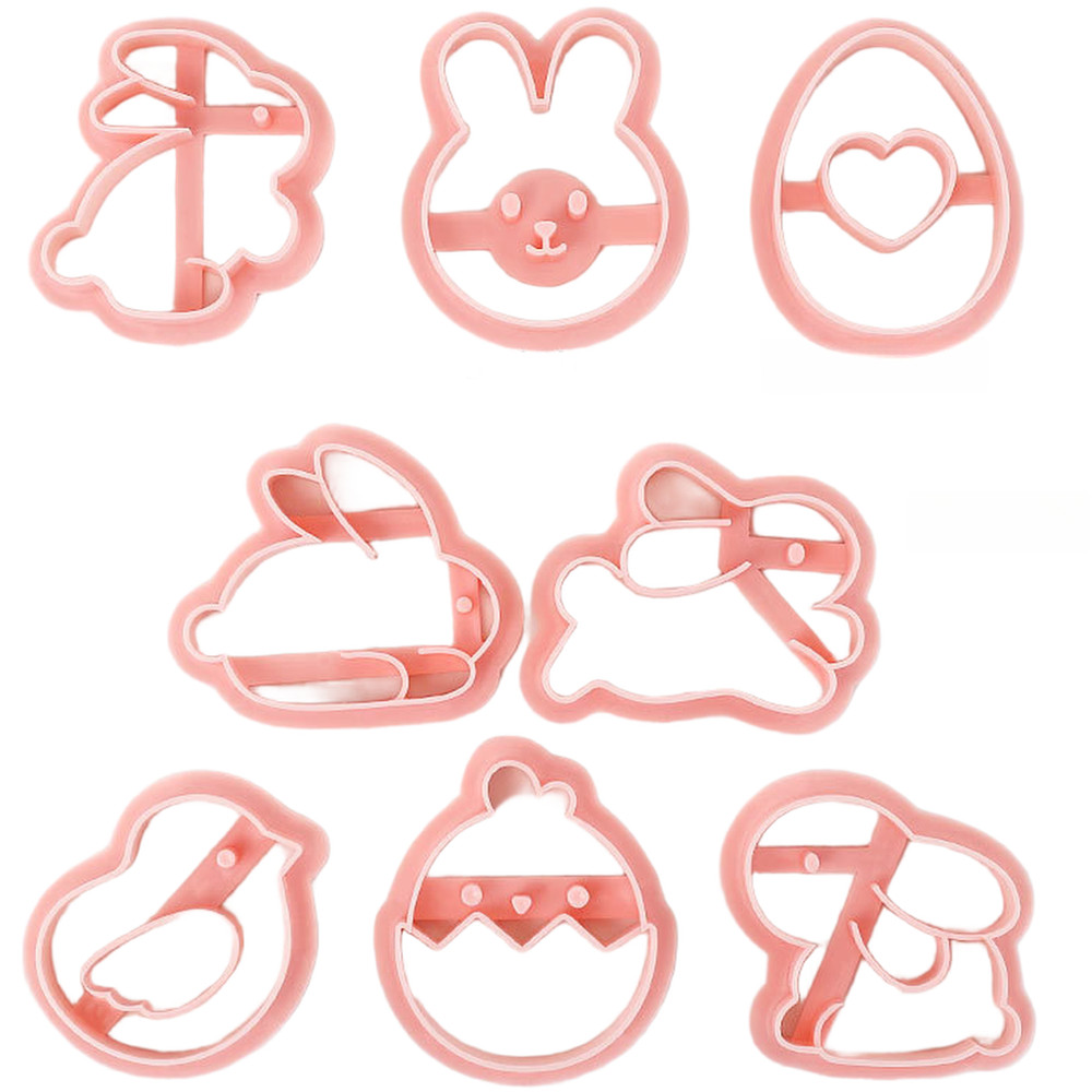 Easter Theme Biscuit Cutters 8 Piece Set PP Plastic Pink Baking Accessories