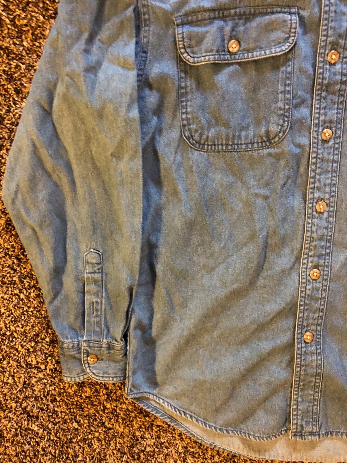 Vintage Disney Mickey Inc Button Blue Denim Shirt Embroidered Sports Size Small