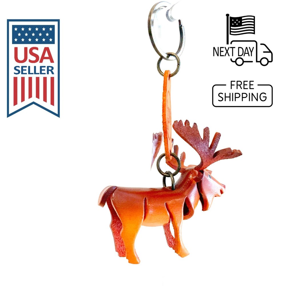 Moose Handmade Leather Keyring