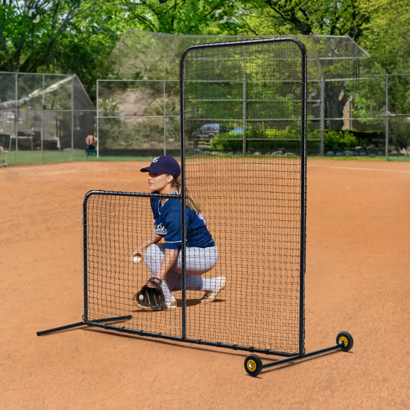 VEVOR L Screen Baseball Pitching Net for Batting Cage Softball Screen 7x7ft