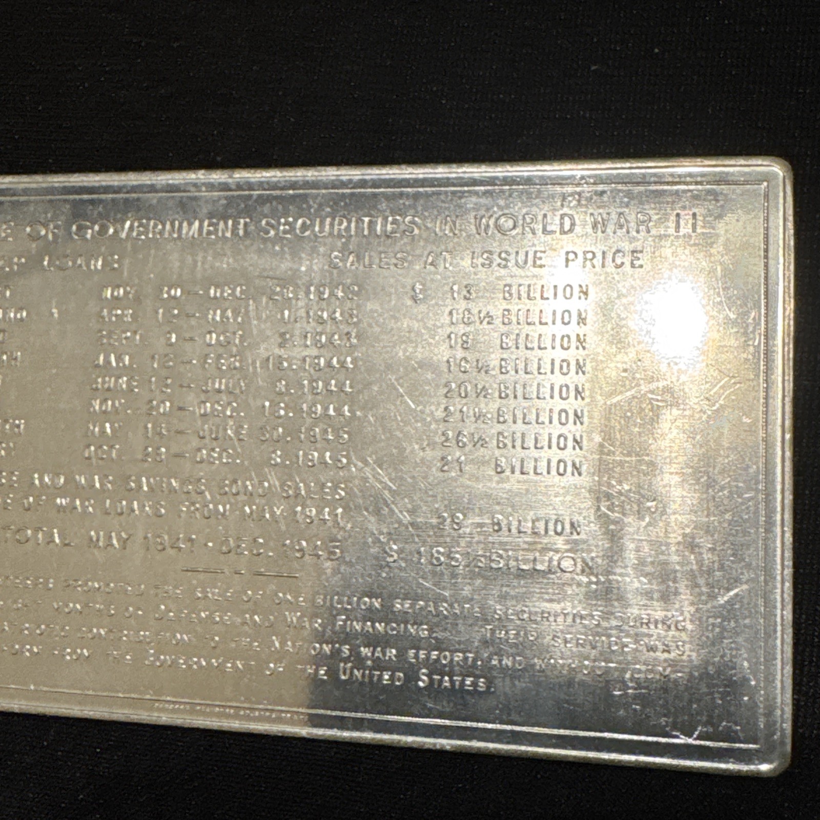 Vintage US Saving Bond Appreciation Aluminum Plaquette 1941-1945 WWII Minuteman