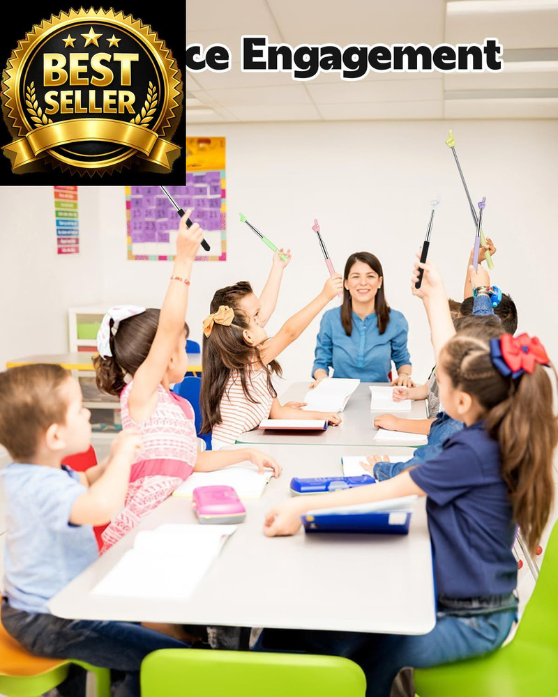 Dumero Extendable Finger Pointer Stick, School Collapsible Telescoping Black