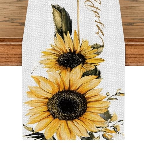 Table Runner 13 x 72 Inch for Dining Table,Fall Table Runner Sunflower