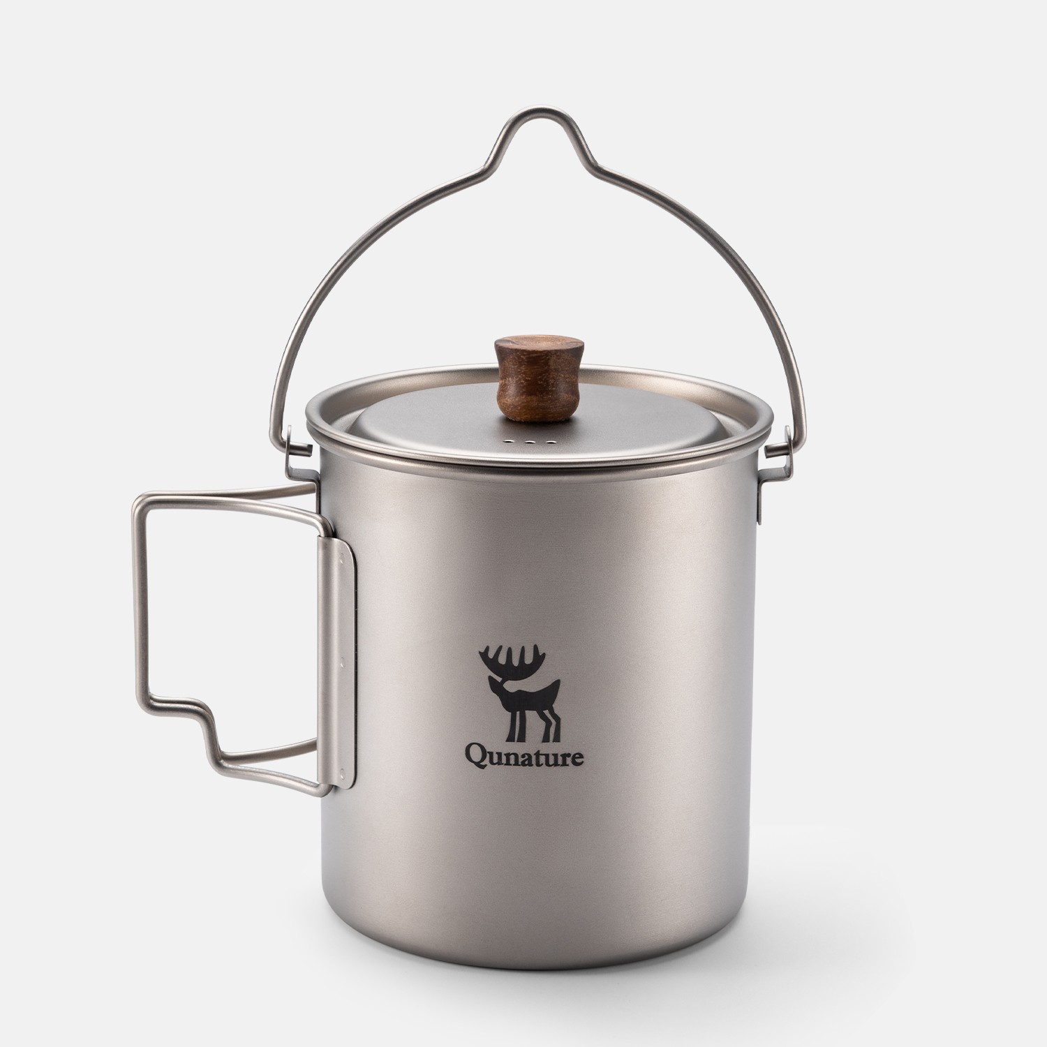 Qunature Titanium Mug 750ml Camping Pot Drinking Mug with Folding Lid & Handle