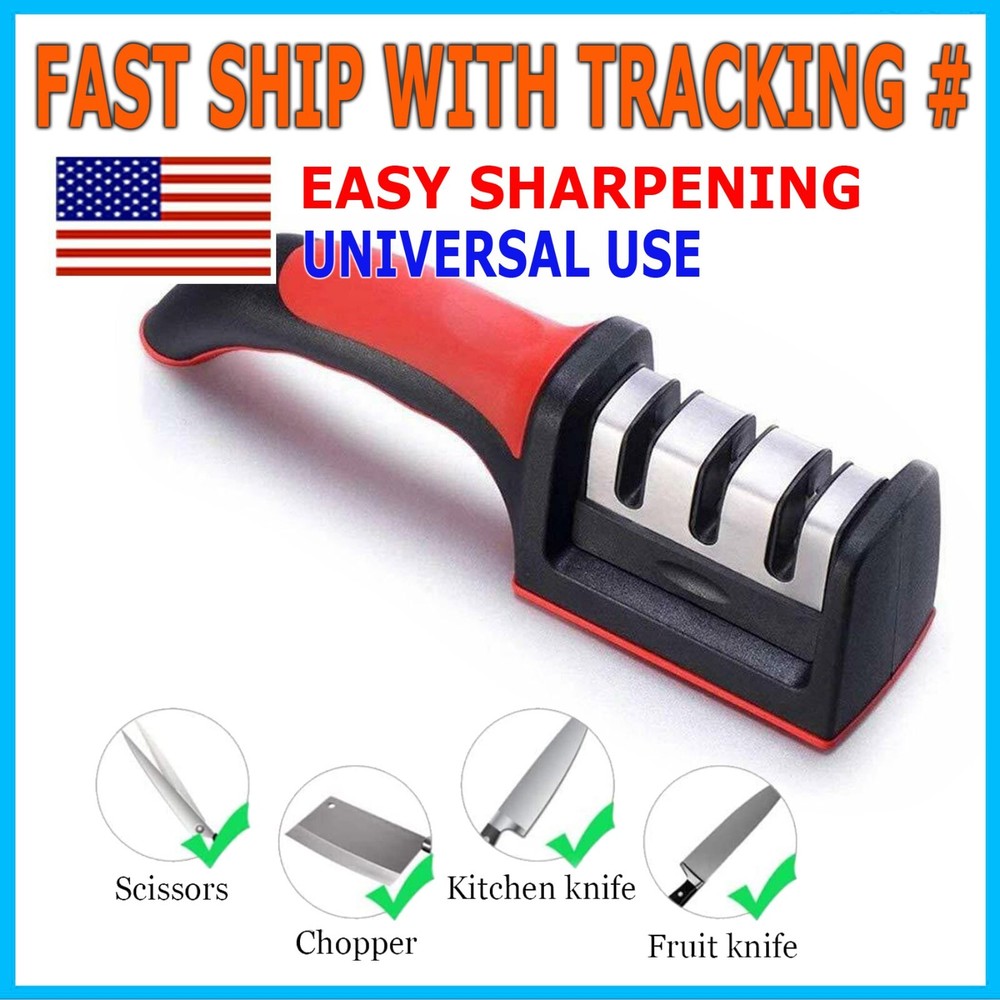 Knife Sharpener Professional Ceramic Tungsten Kitchen Sharpening System 3 Stage
