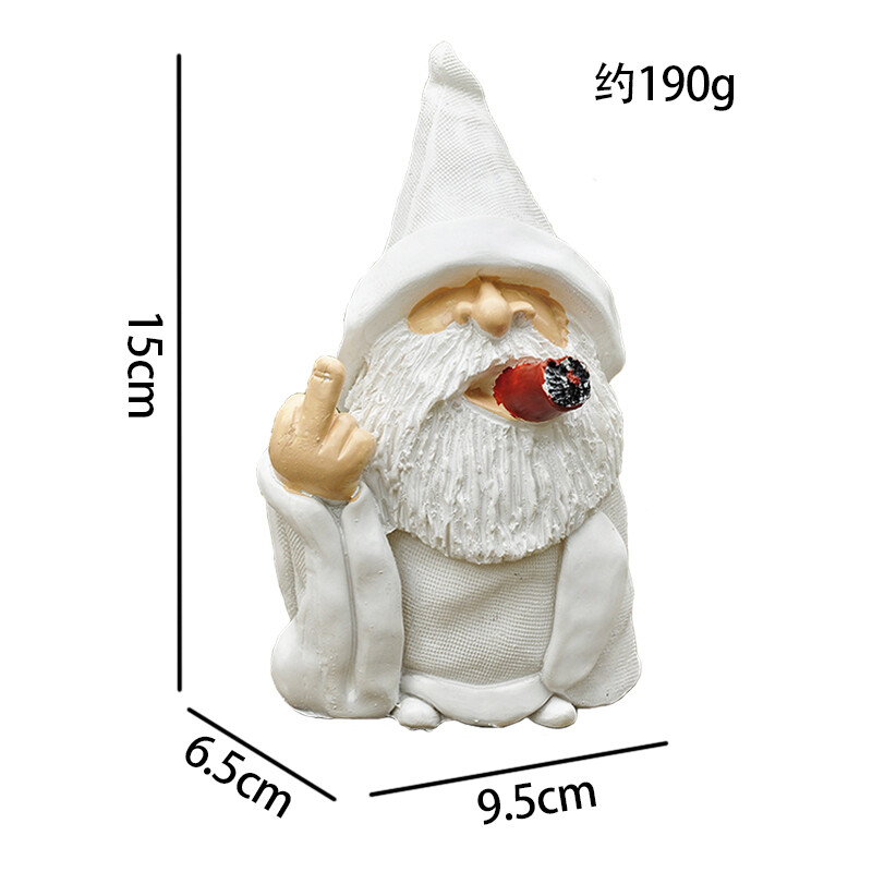 Funny Smoking White Wizard Gnome Statue Garden Yard Lawn Ornament Decor Gift US