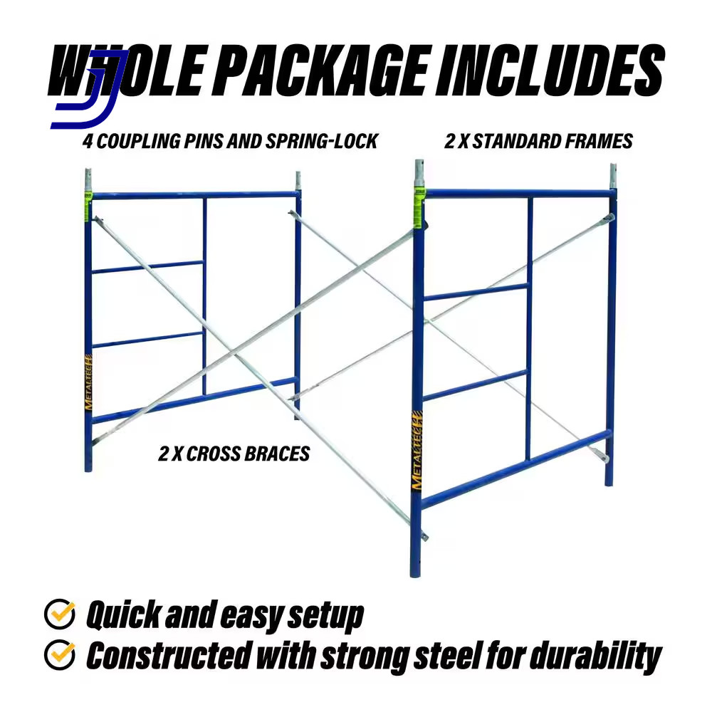 Saferstack Scaffold Section, 1-Story Scaffolding Frame Set with Galvanized Cross