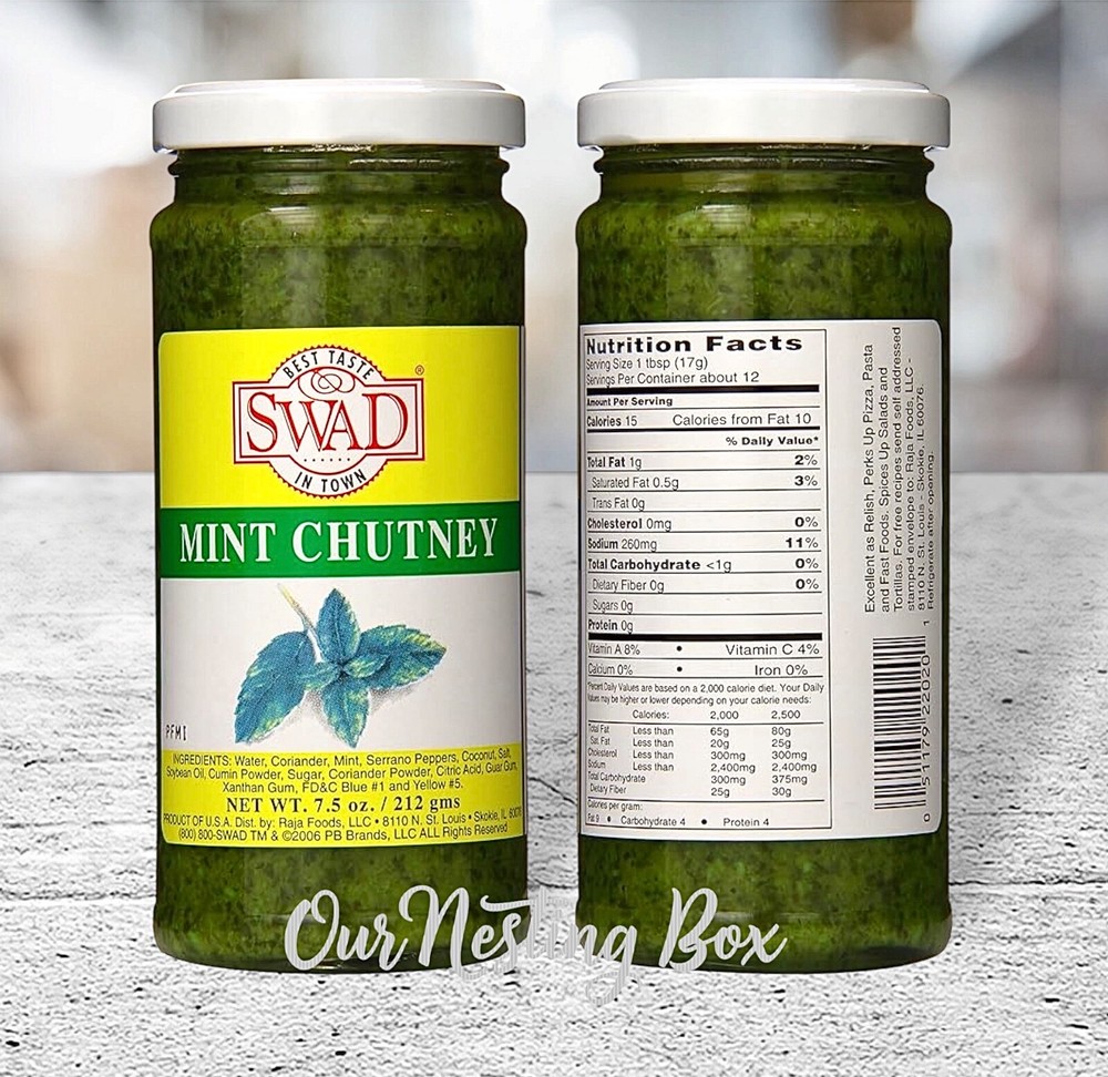 2 Swad Mint Chutney, 7.5 oz Each