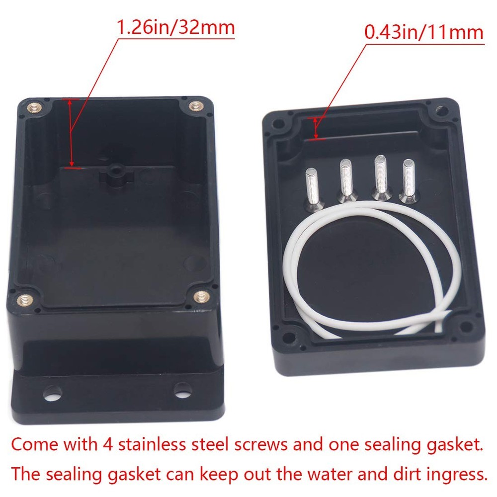 2 Pack IP65 Waterproof Electrical Junction Box ABS Project Case 100x68x50mm IP65